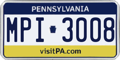 PA license plate MPI3008