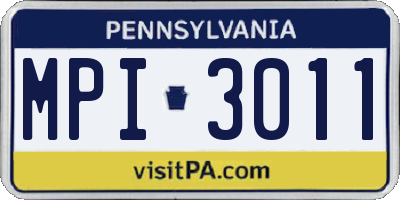 PA license plate MPI3011