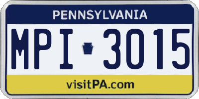 PA license plate MPI3015