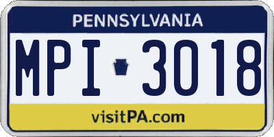 PA license plate MPI3018