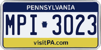 PA license plate MPI3023