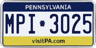 PA license plate MPI3025