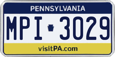 PA license plate MPI3029