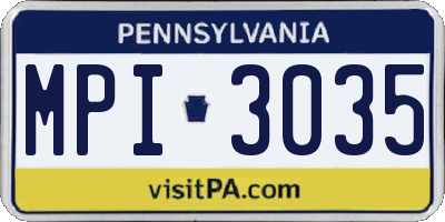 PA license plate MPI3035