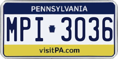PA license plate MPI3036