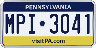 PA license plate MPI3041