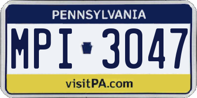 PA license plate MPI3047