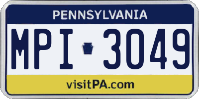PA license plate MPI3049