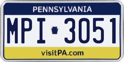 PA license plate MPI3051