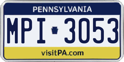 PA license plate MPI3053