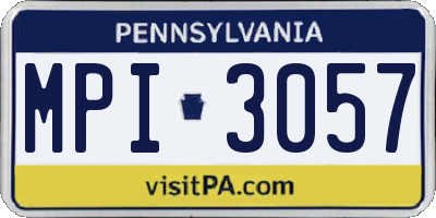 PA license plate MPI3057