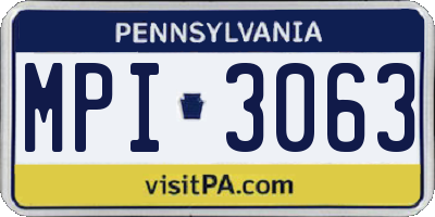 PA license plate MPI3063