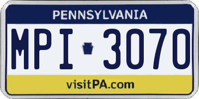 PA license plate MPI3070