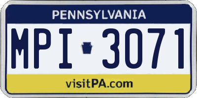 PA license plate MPI3071