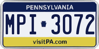 PA license plate MPI3072