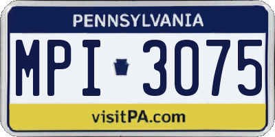 PA license plate MPI3075