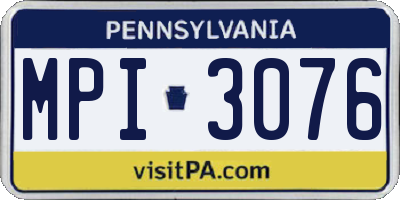PA license plate MPI3076