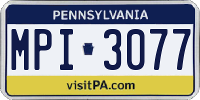 PA license plate MPI3077