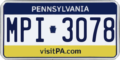 PA license plate MPI3078