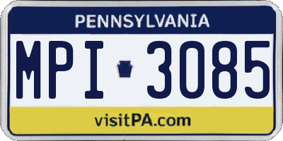 PA license plate MPI3085