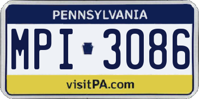 PA license plate MPI3086