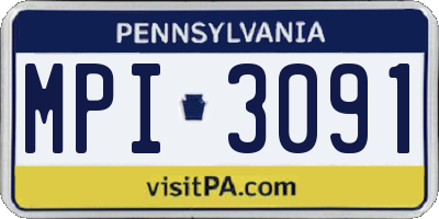 PA license plate MPI3091