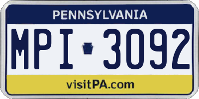 PA license plate MPI3092