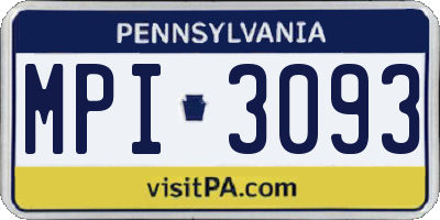 PA license plate MPI3093
