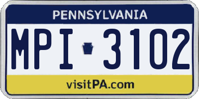 PA license plate MPI3102