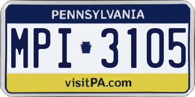 PA license plate MPI3105