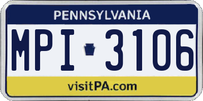 PA license plate MPI3106