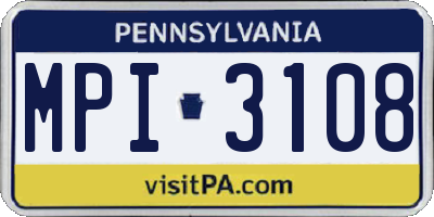 PA license plate MPI3108
