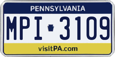PA license plate MPI3109