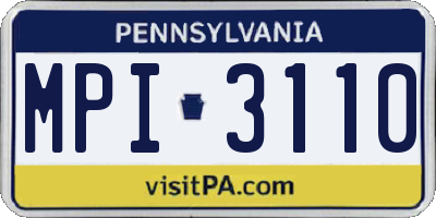 PA license plate MPI3110