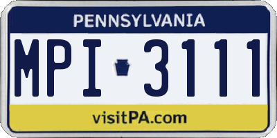 PA license plate MPI3111