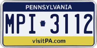 PA license plate MPI3112