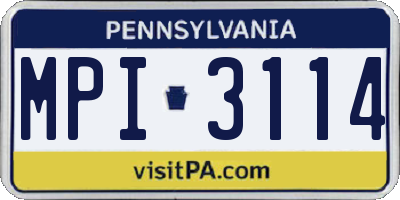 PA license plate MPI3114