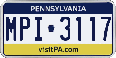 PA license plate MPI3117