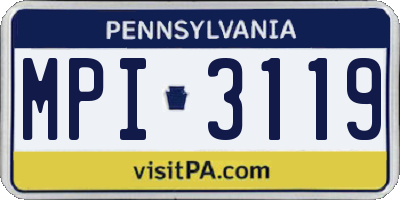 PA license plate MPI3119