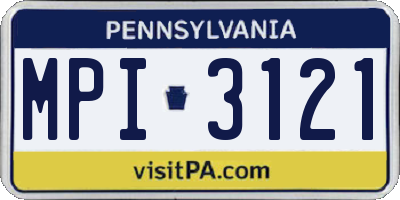 PA license plate MPI3121