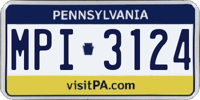 PA license plate MPI3124