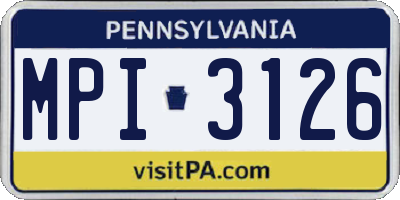 PA license plate MPI3126