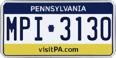 PA license plate MPI3130