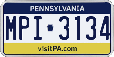PA license plate MPI3134
