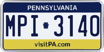 PA license plate MPI3140