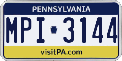 PA license plate MPI3144