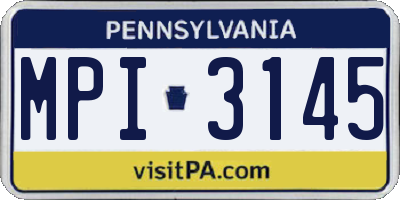 PA license plate MPI3145