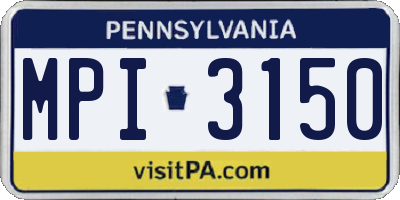 PA license plate MPI3150