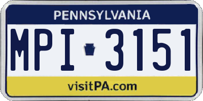 PA license plate MPI3151