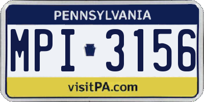 PA license plate MPI3156